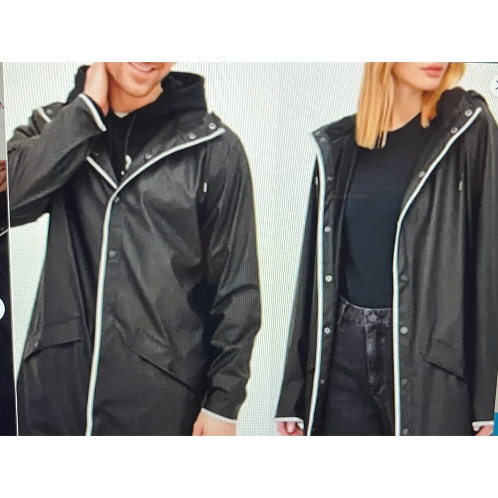 New RAINS UNISEX Long Jacket Reflective XS MSRP $140 Black